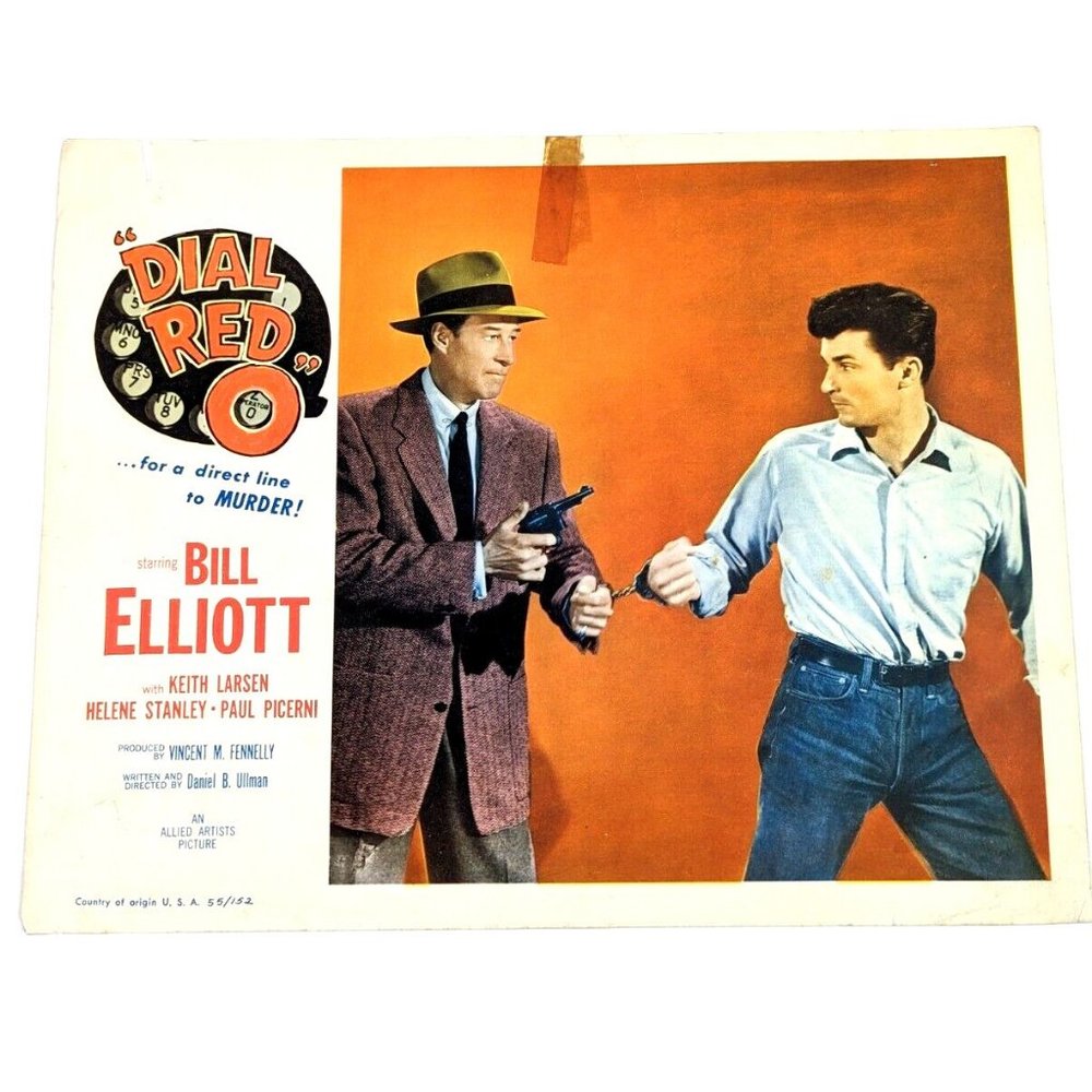 Dial Red O 1955 Lobby Card Movie Poster Bill Elliot Helene Stanley Crime Noir